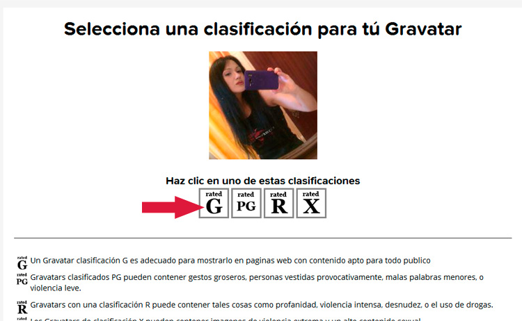 Clasificacion imagen gravatar