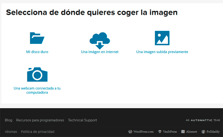 Subir imagen en gravatar